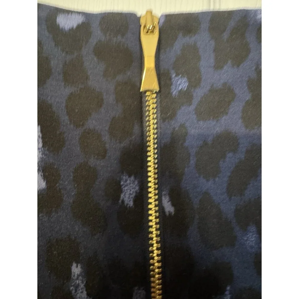 Kate Spade Dress S Small Blue Black Leopard Print Short Sleeve Washable NEW